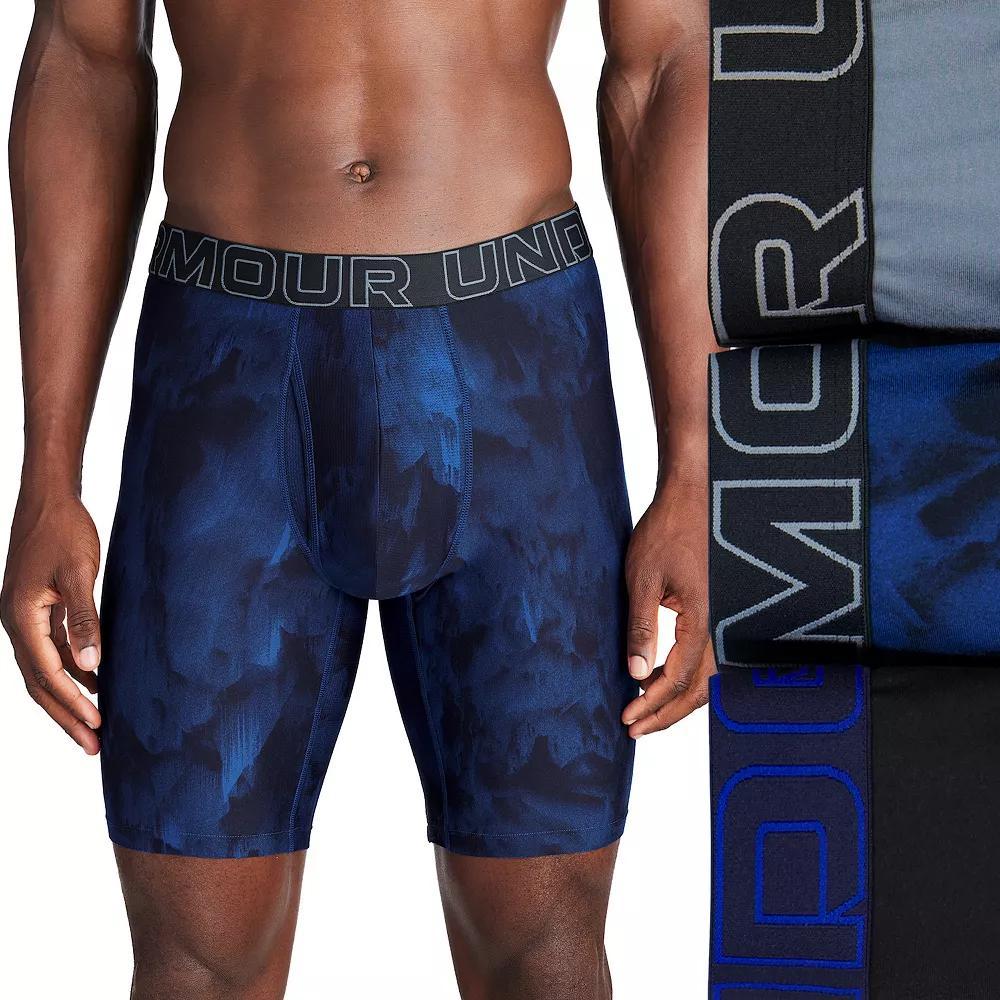 Men's Under Armour 3-pack Performance Tech Fashion 9-in. Long Leg Boxer Briefs, Size: XS, Grey Product Image