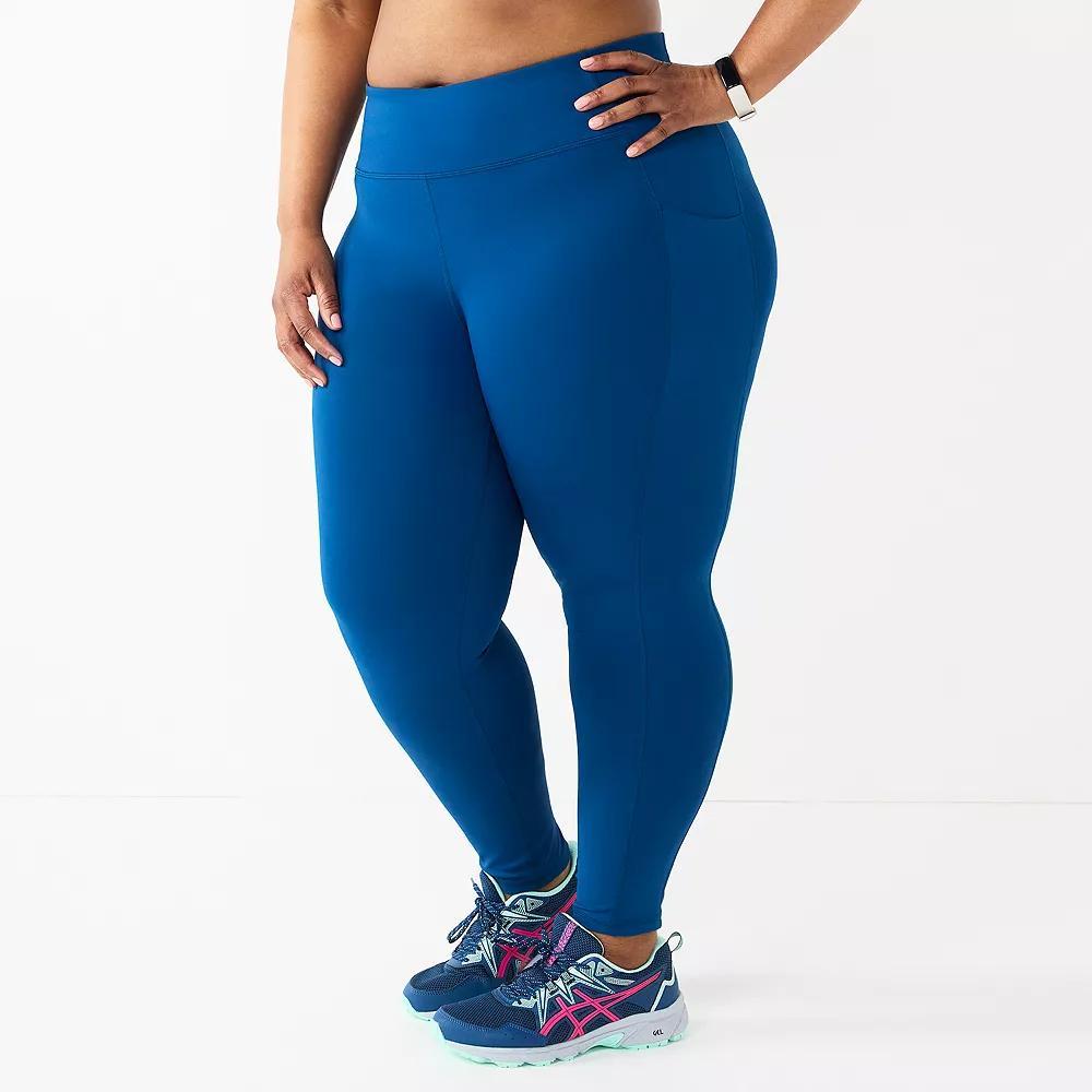 Plus Size Tek Gear® Ultrastretch High-Waisted Side Pocket 7/8 Leggings, Women's, Size: 3XL, Blue Crayon Product Image