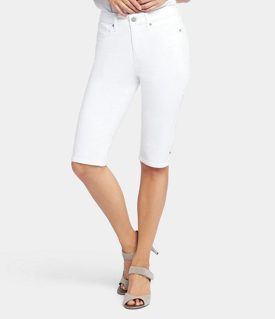 NYDJ Side Slit Hem Rivet Bike Stretch Denim Bermuda Shorts Product Image