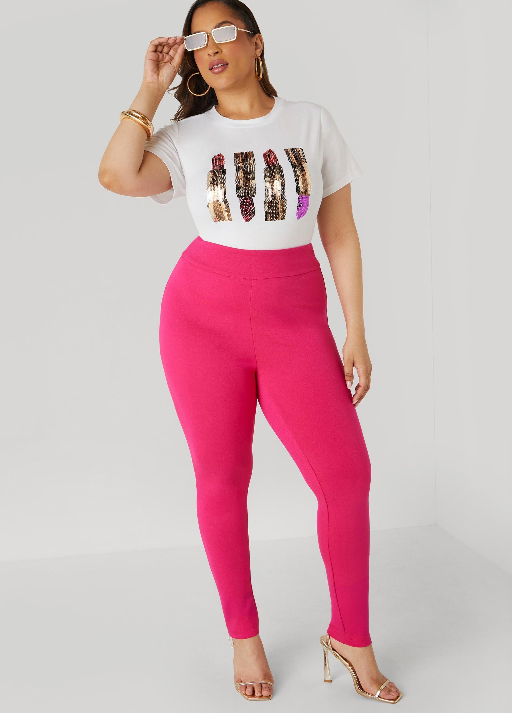 High Waist Ponte Pull On Leggings Product Image
