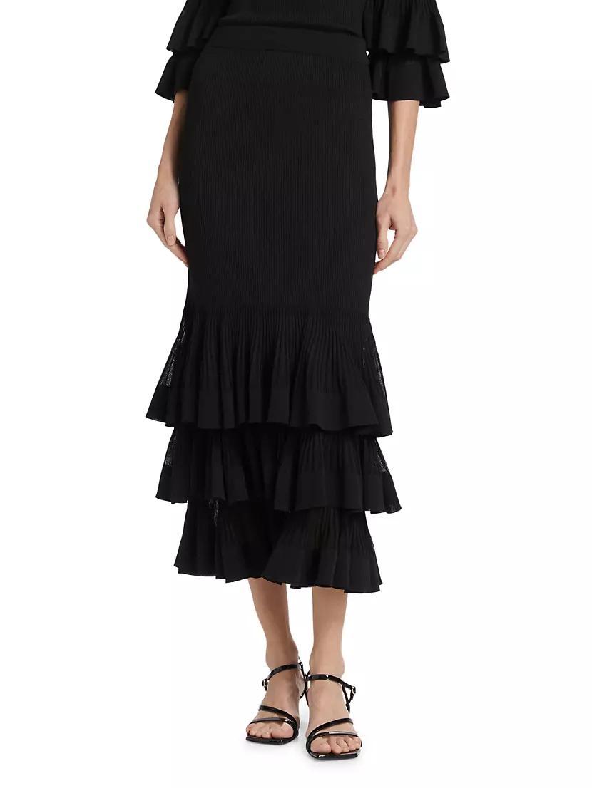 Story One Ruffled Knit Midi-Skirt Product Image