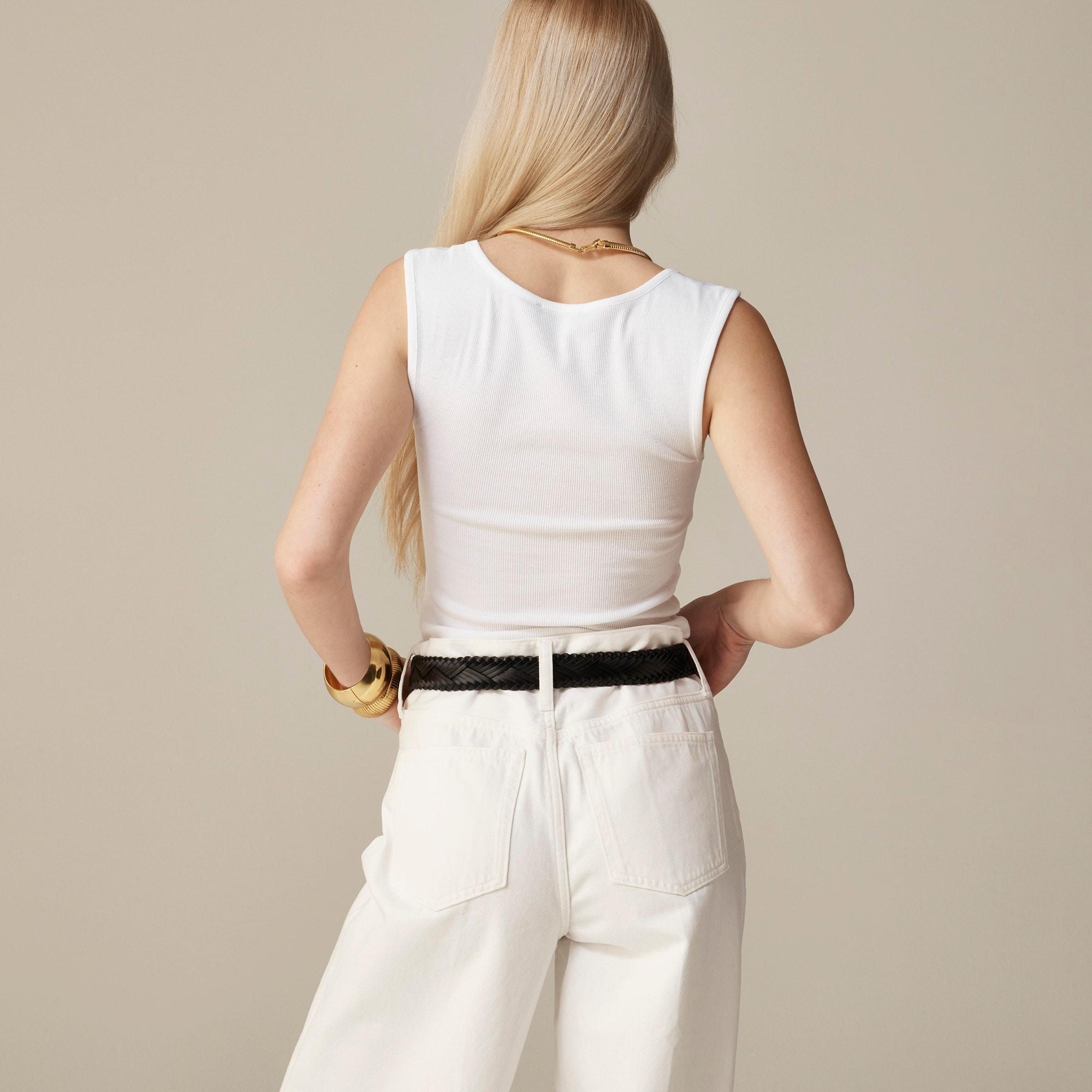 Cropped fine rib scoopneck tank top Product Image