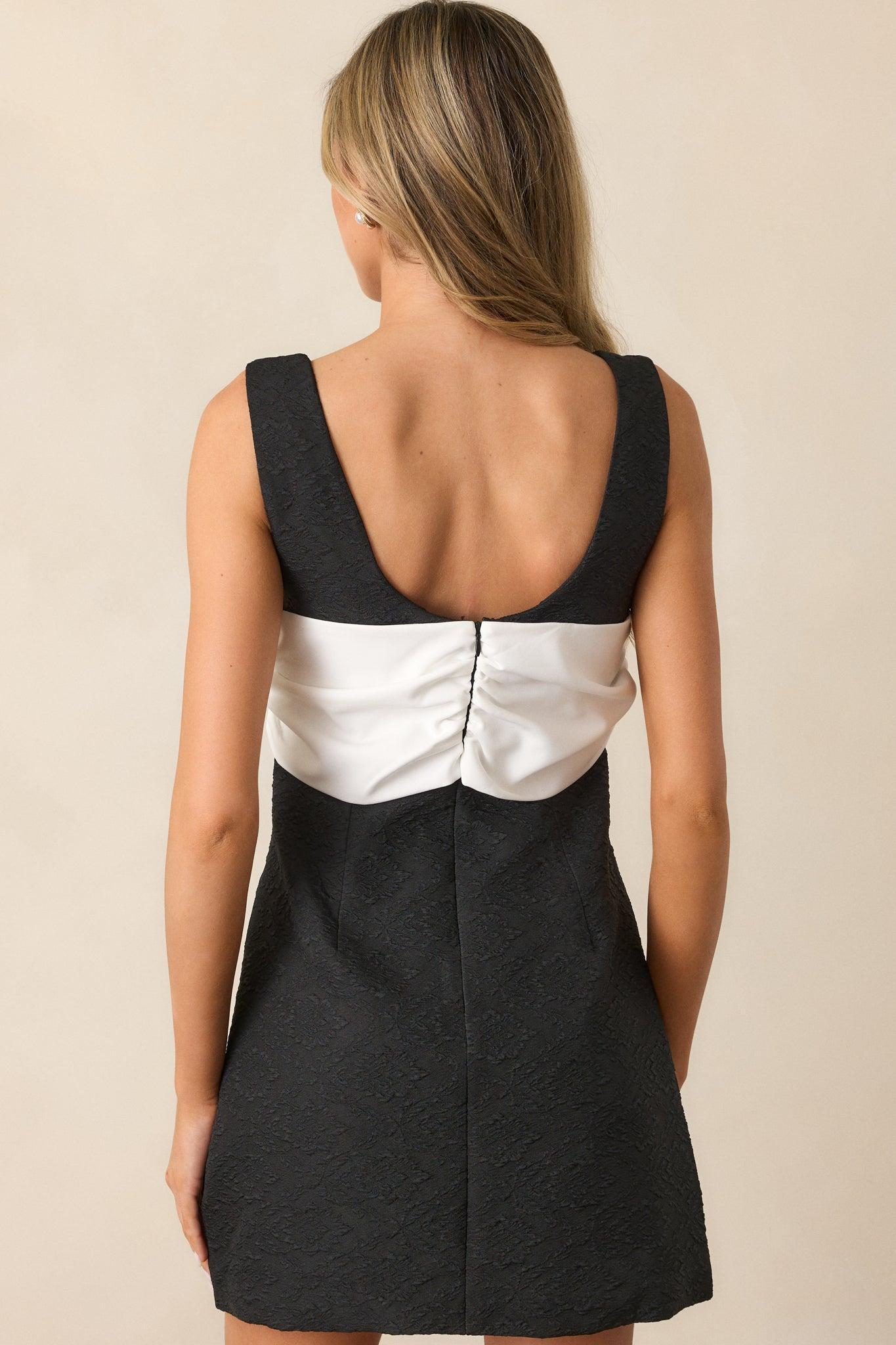 All Eyes On Me Black Jacquard Mini Dress Product Image