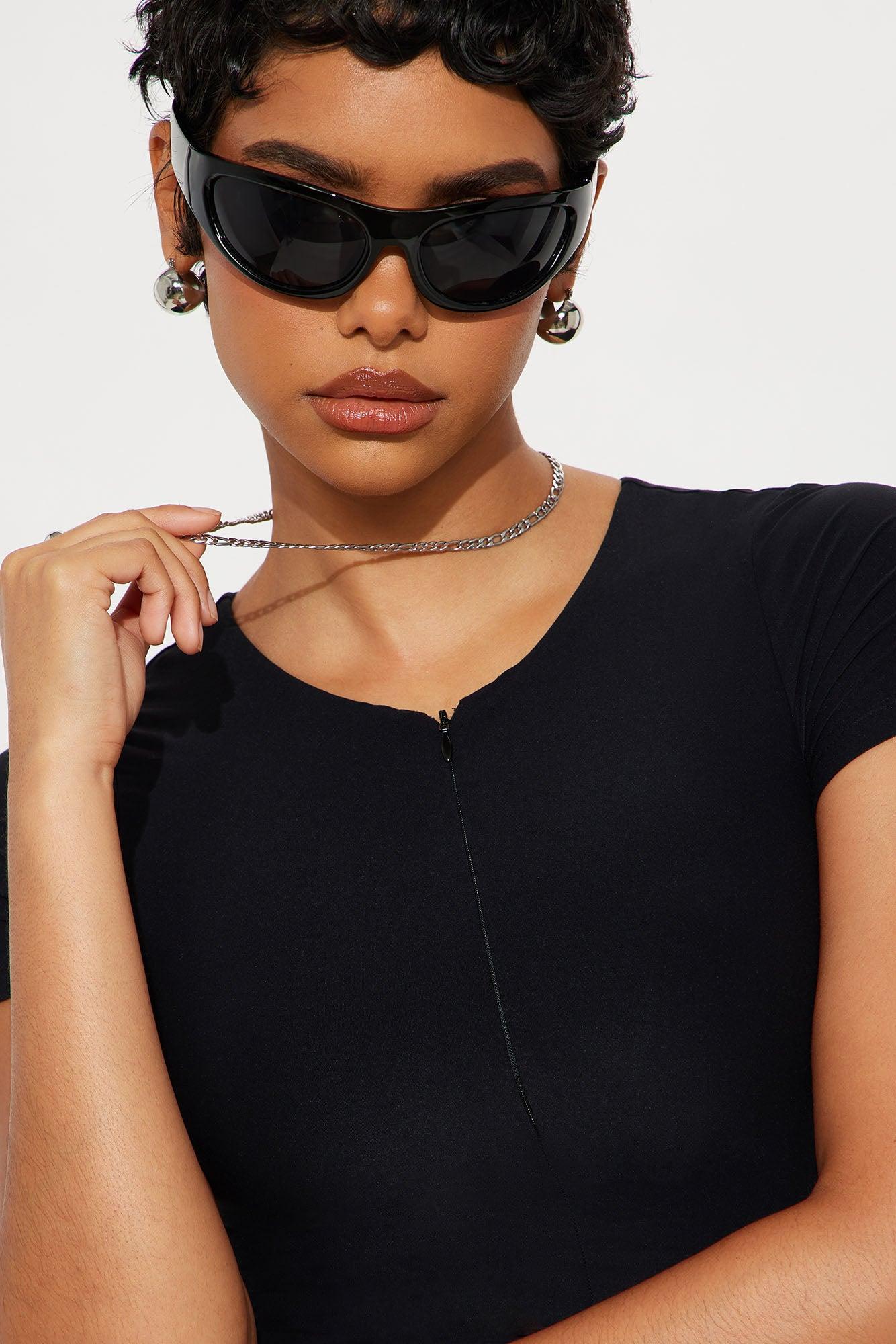 Second Skin Double Lined Zip Front Short Sleeve Top - Black Female Product Image