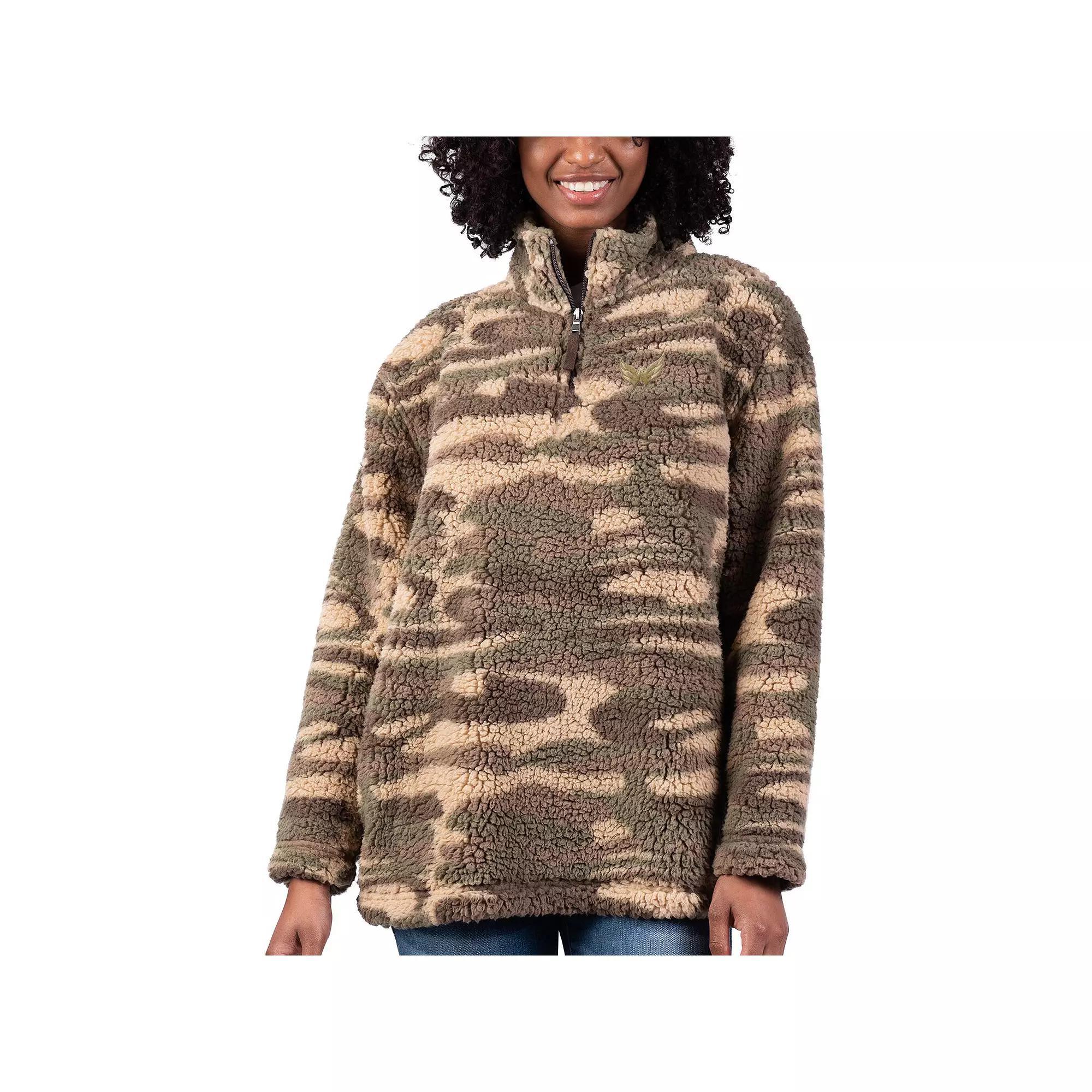 Women's G-III Sports by Carl Banks Camo Washington Capitals Sherpa Quarter-Zip Jacket, Size: Small, Green Product Image