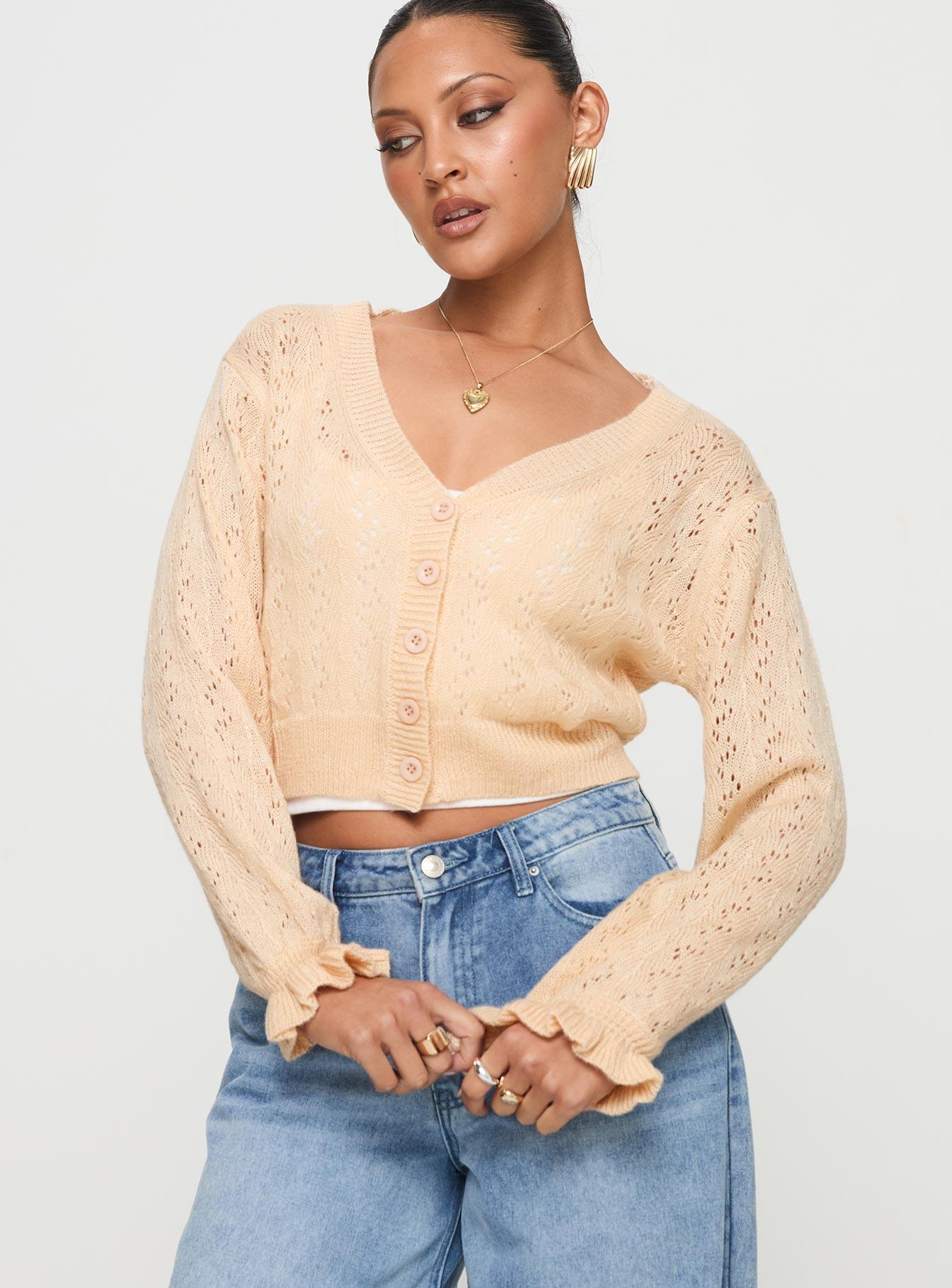 Lyric Cropped Cardigan Beige Product Image