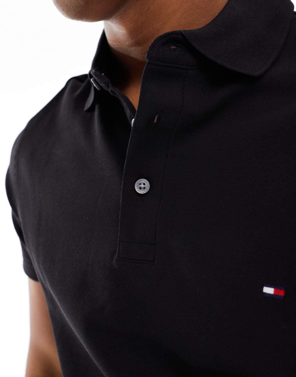 Tommy Hilfiger 1985 icon logo regular fit pique polo shirt in black Product Image