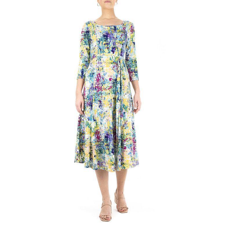 Women's Nina Leonard Sylvia Print Midi Dress, Size: Medium, Blue Team Product Image