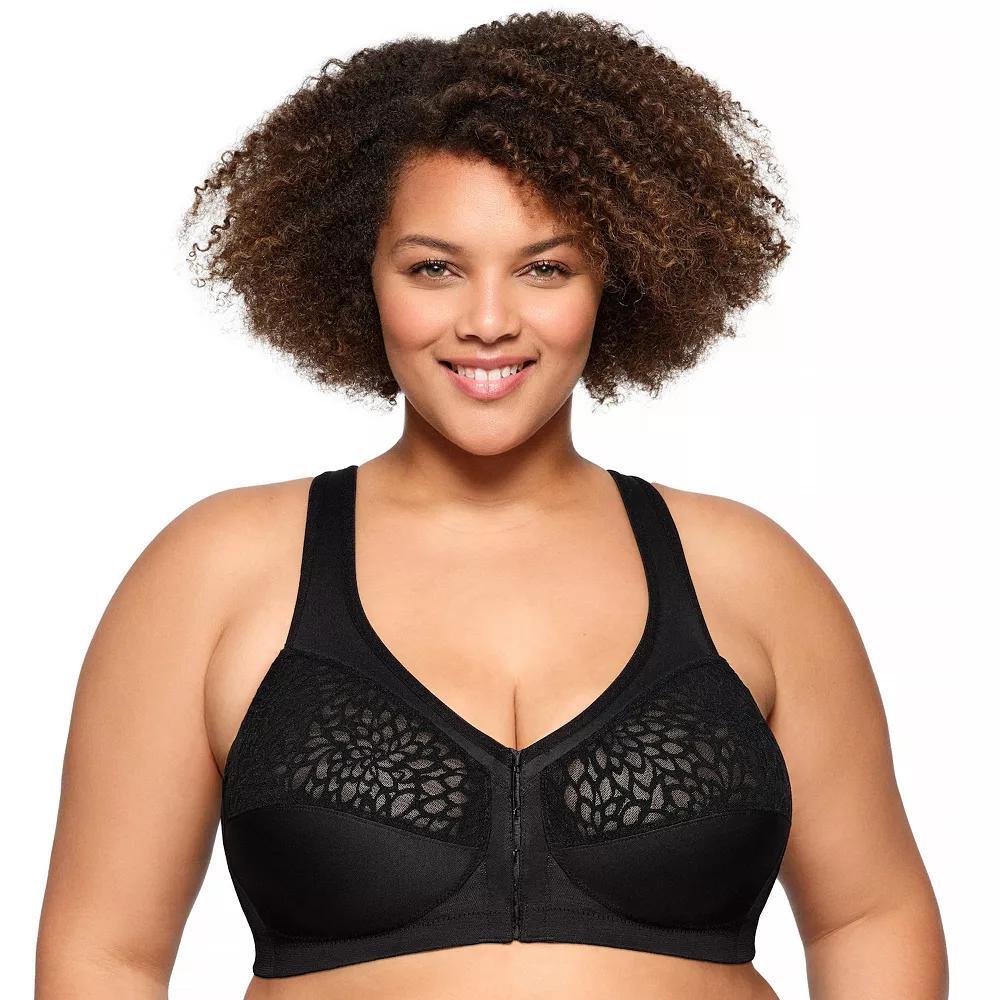 Plus Size Glamorise Bra MagicLift Front-Closure Wirefree Racerback Bra 1206, Women's, Size: 48 B, Black Product Image