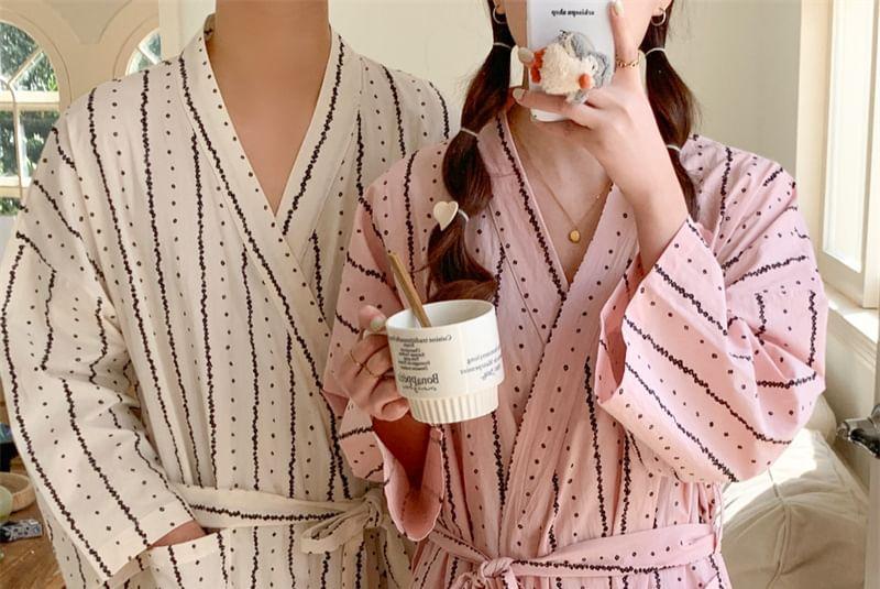 Couple Matching Patterned Print Pajama Robe Product Image