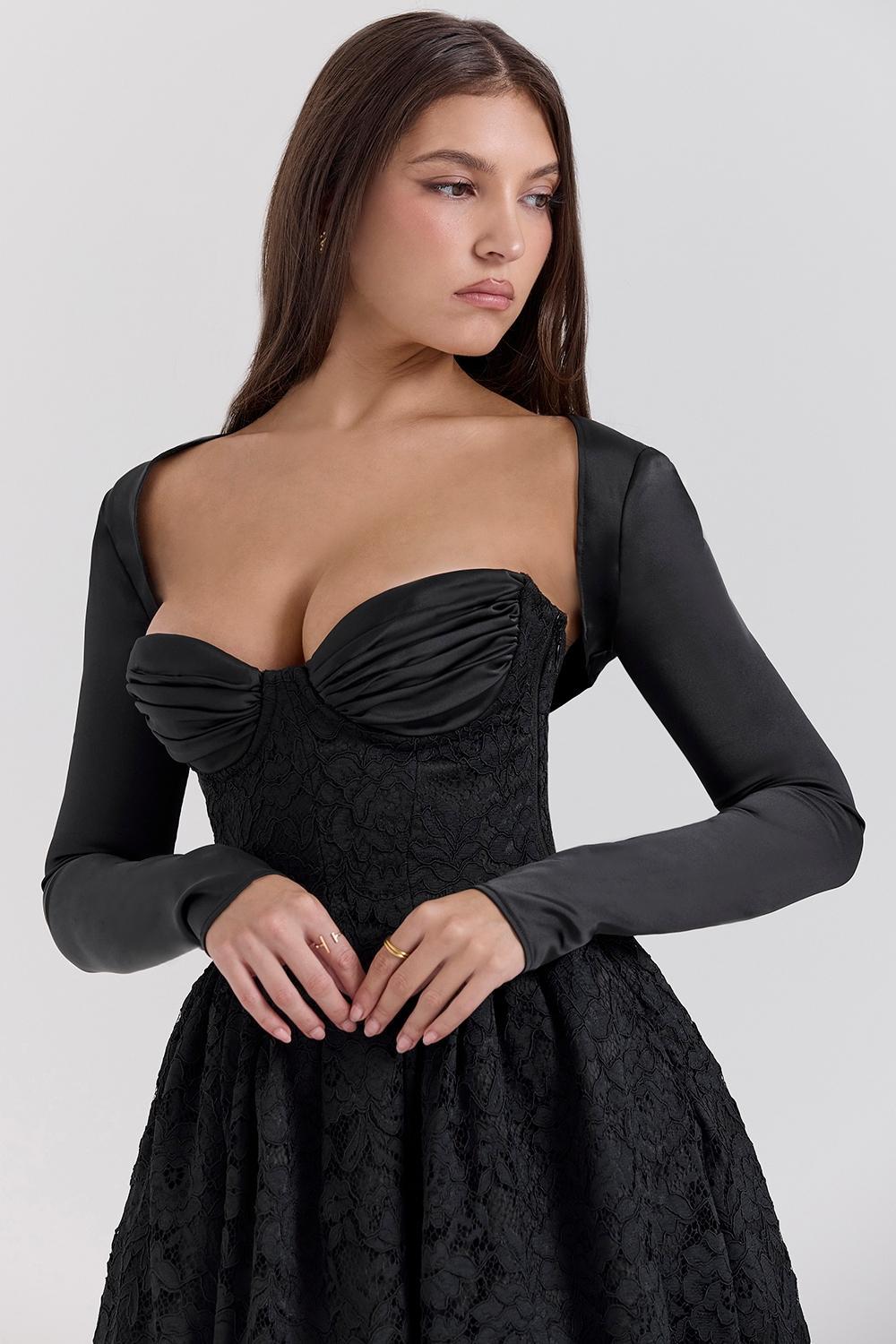 Duchess Black Lace Corset, Skirt and Bolero Product Image