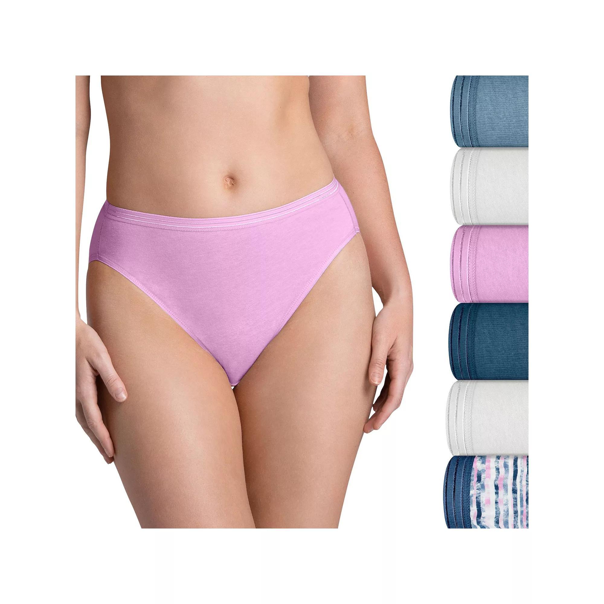 Women's Fruit of the Loom® Signature 6-pack Ultra Soft Hi-Cut Panty Set 6DUSKHC, Size: 7, Sweet Ivory Asst Product Image