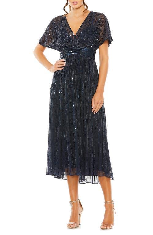 Womens Sequined Short-Sleeve Midi-Dress Product Image