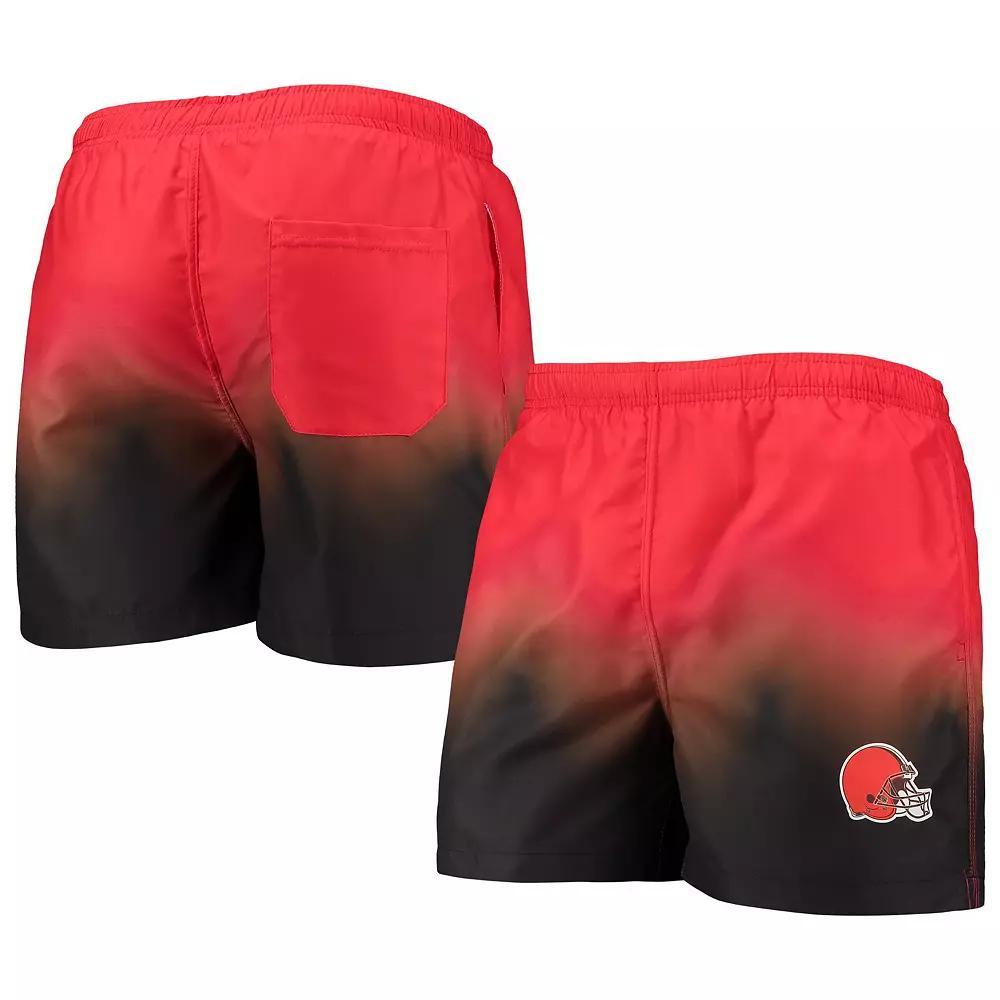 Men's FOCO Orange/Brown Cleveland Browns Dip-Dye Swim Shorts, Size: Large Product Image