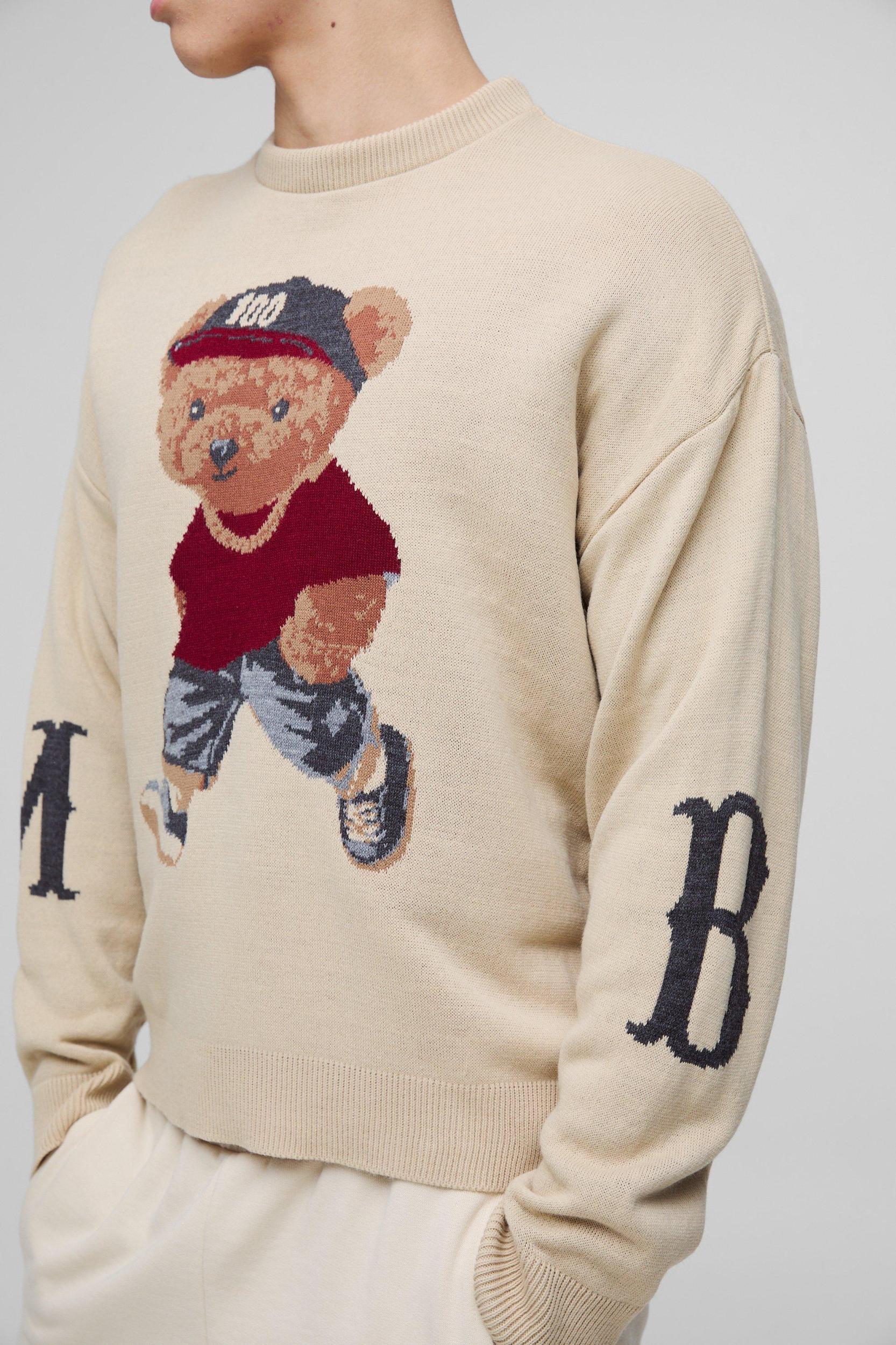 Oversized Boxy Teddy Knitted Sweater | boohooMAN USA Product Image