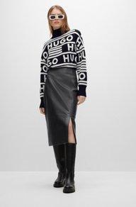 Hugo Boss Lumilli Leather Pencil Skirt Product Image