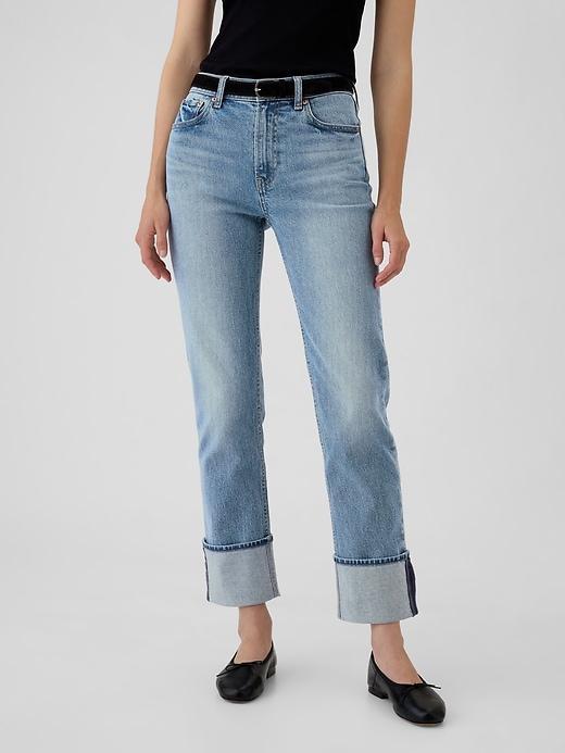 High Rise Cuffed '90s Straight Jeans Product Image