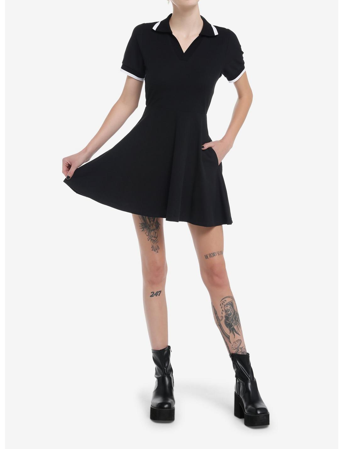 Social Collision Black & White Polo Dress Product Image