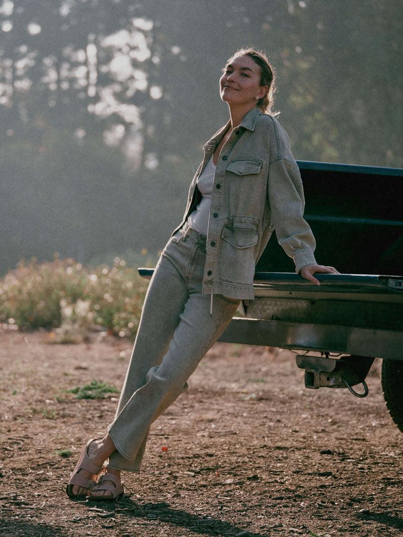 Sunwashed Denim Utility Jacket - Olive Haze Wash Product Image