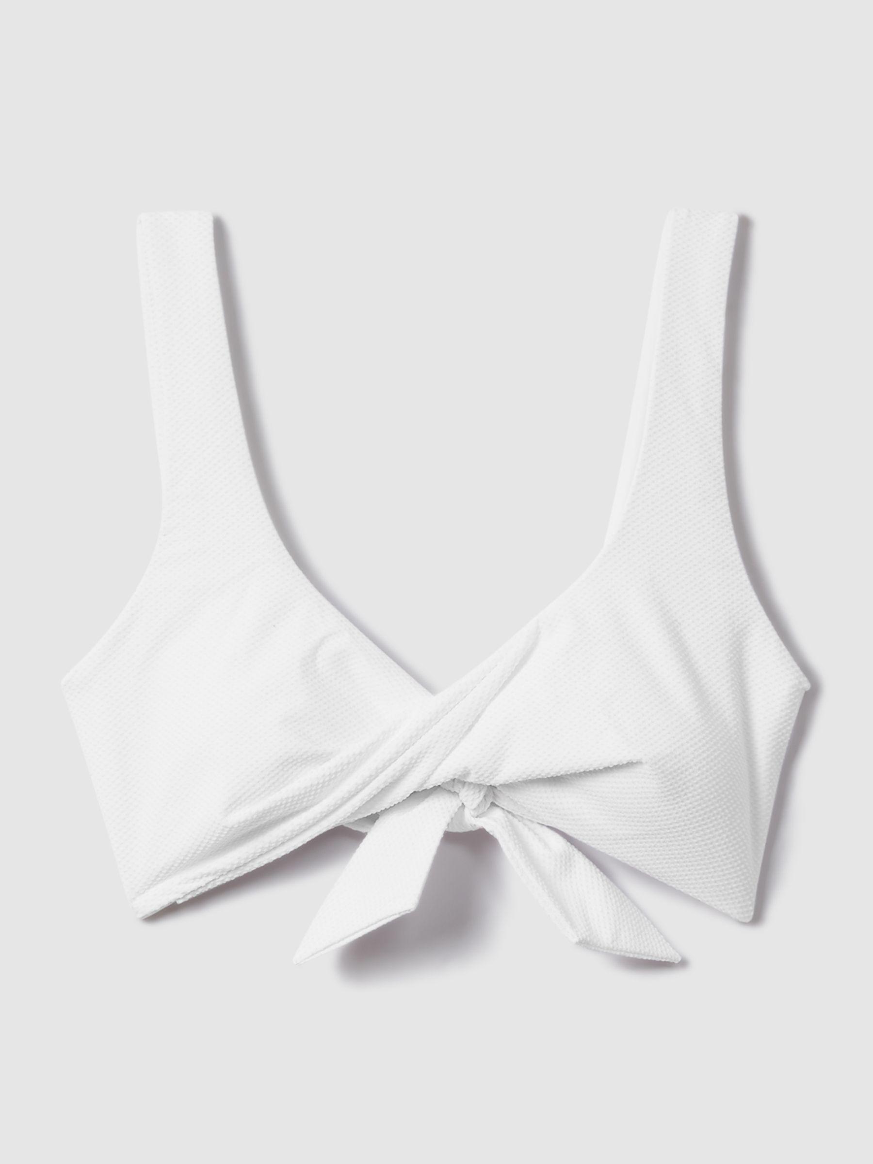 Textured Twist Front Bikini Top in White Product Image