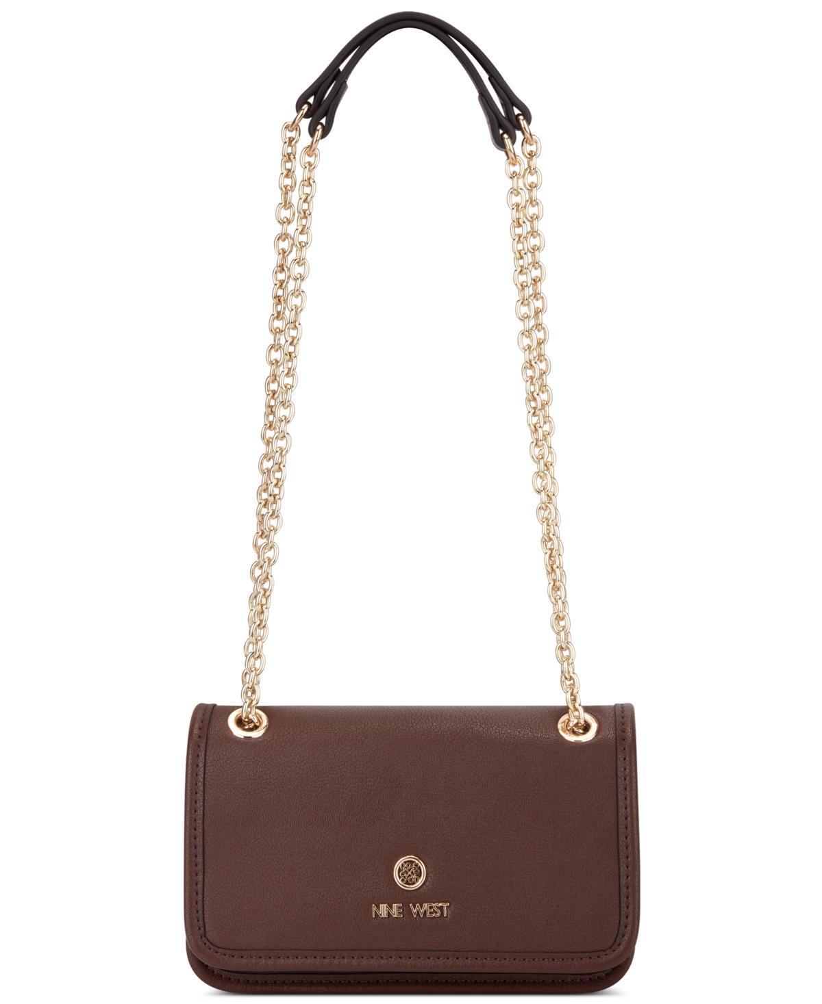 Nine West Womens Saoirse Mini Convertible Flap Crossbody Bag - Beige Logo Product Image