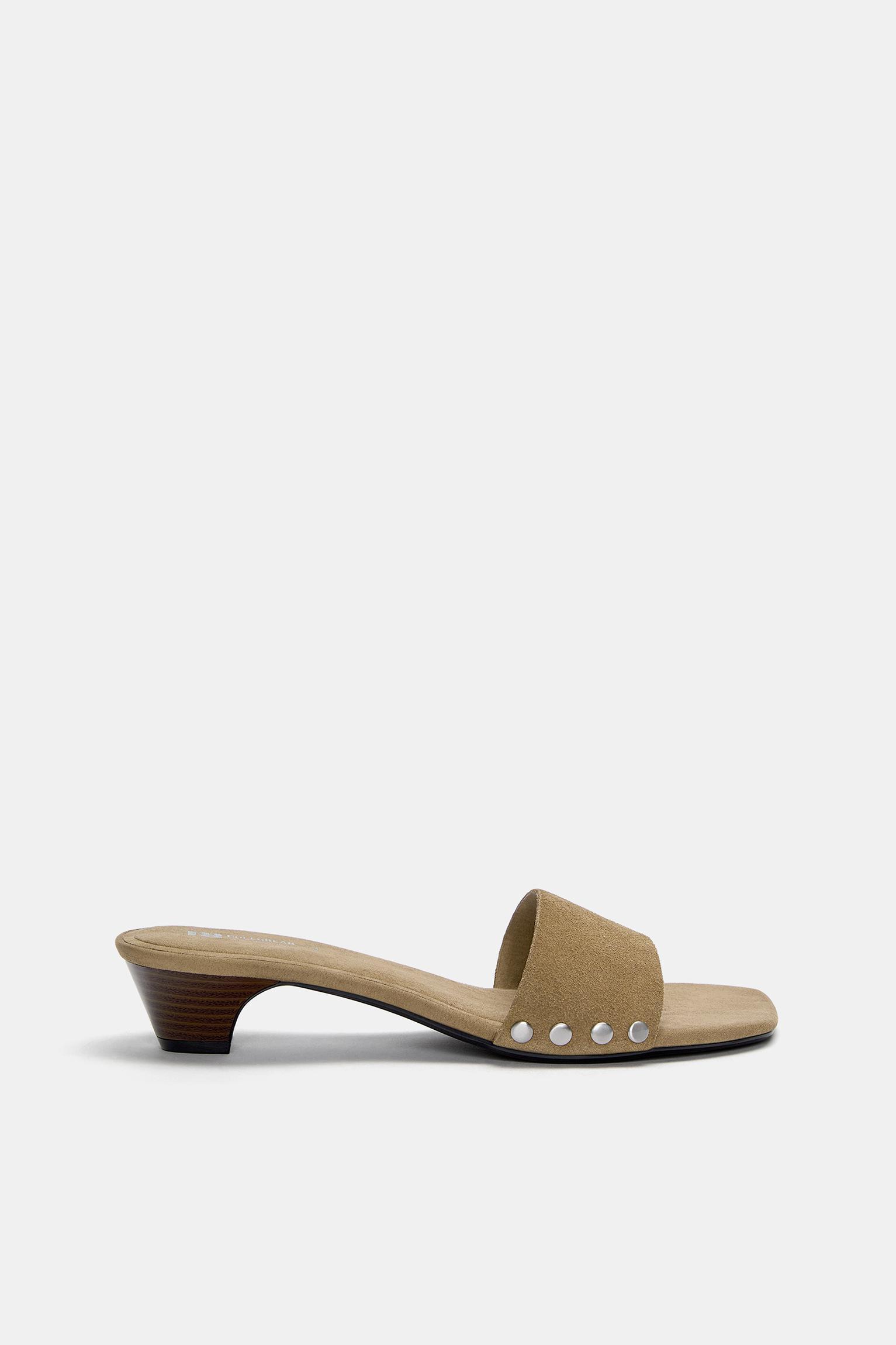 Studded leather heeled sandals Product Image
