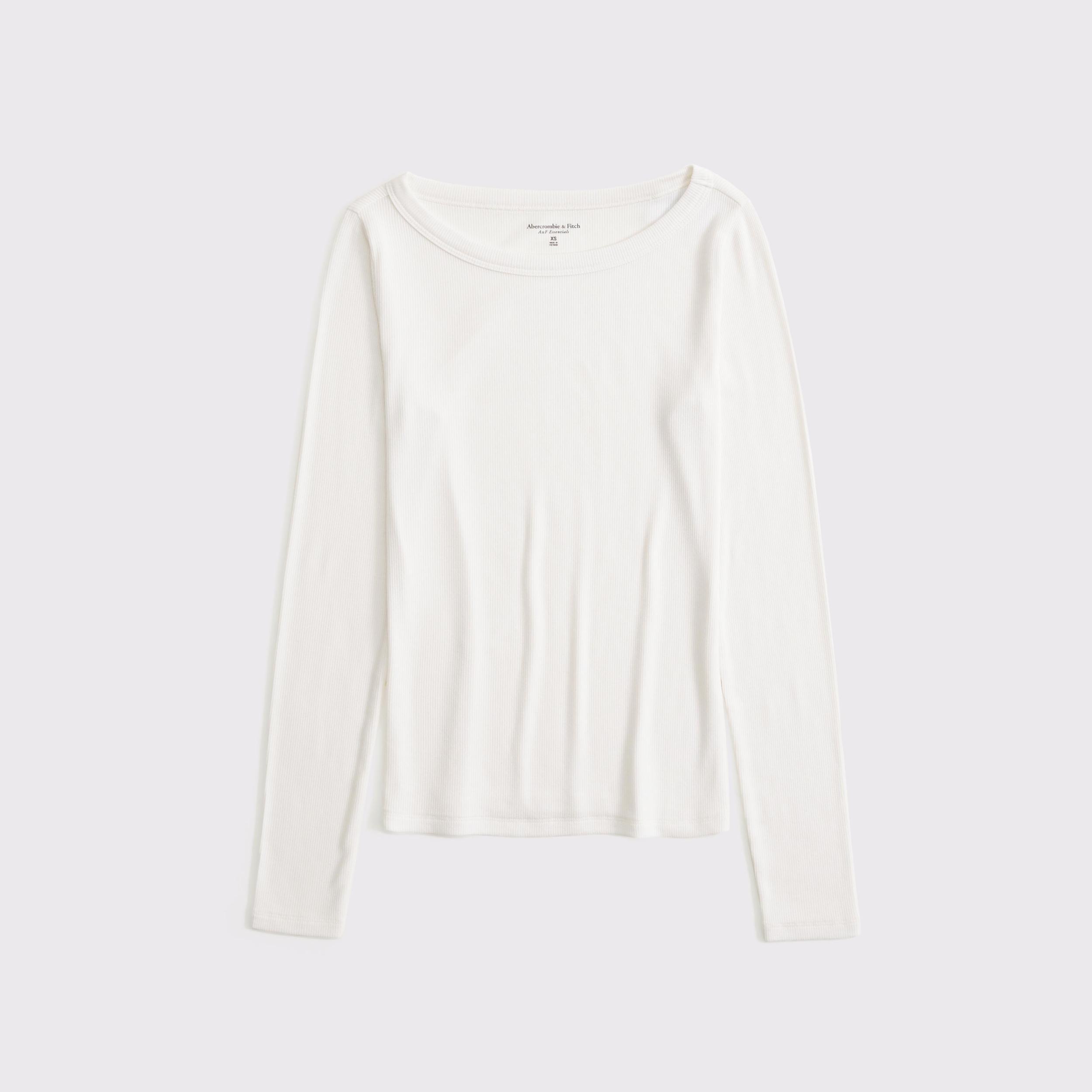 Long-Sleeve Boatneck Featherweight Rib Top Product Image