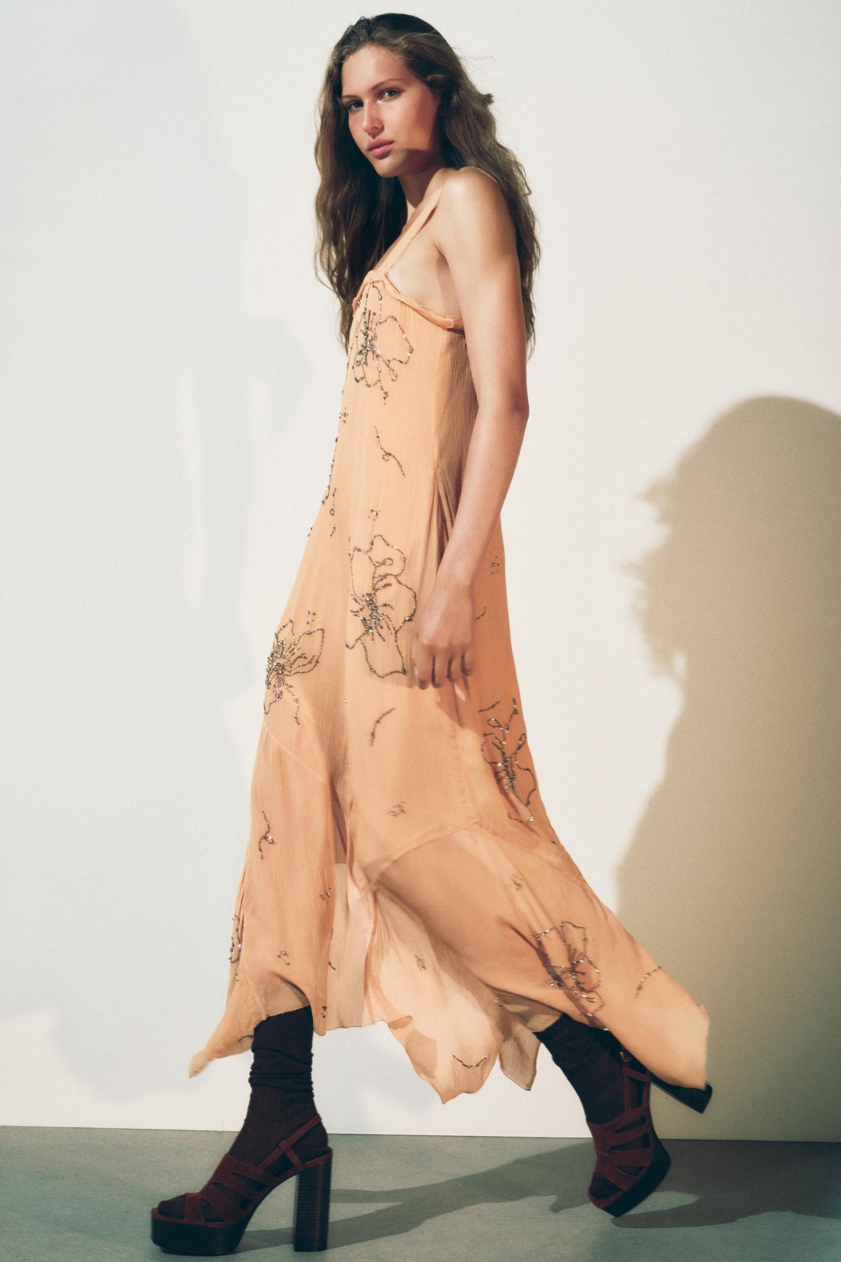 EMBROIDERED STRAPPY DRESS ZW COLLECTION Product Image