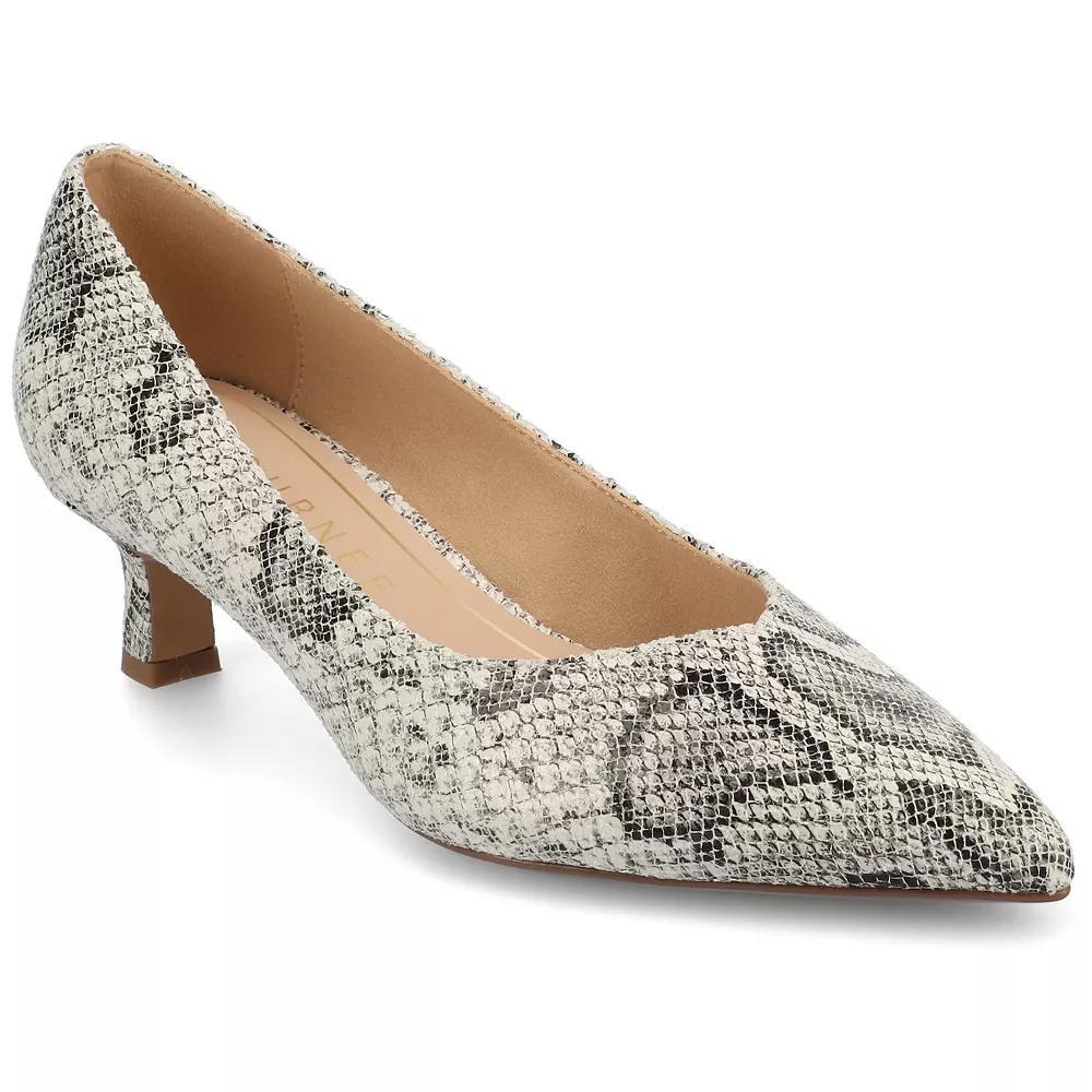 Journee Pammie Medium and Wide Width Women's Slip-On Kitten Heel Pumps, Size: 6, Snake Product Image