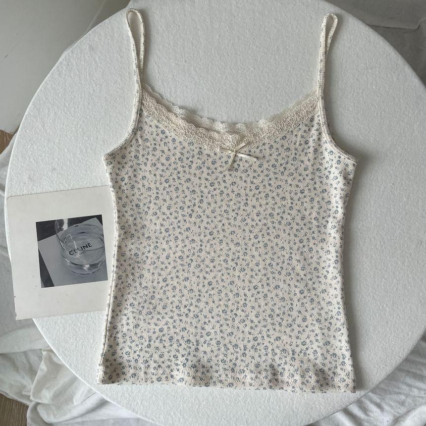 Floral Lace Trim Camisole Top Product Image