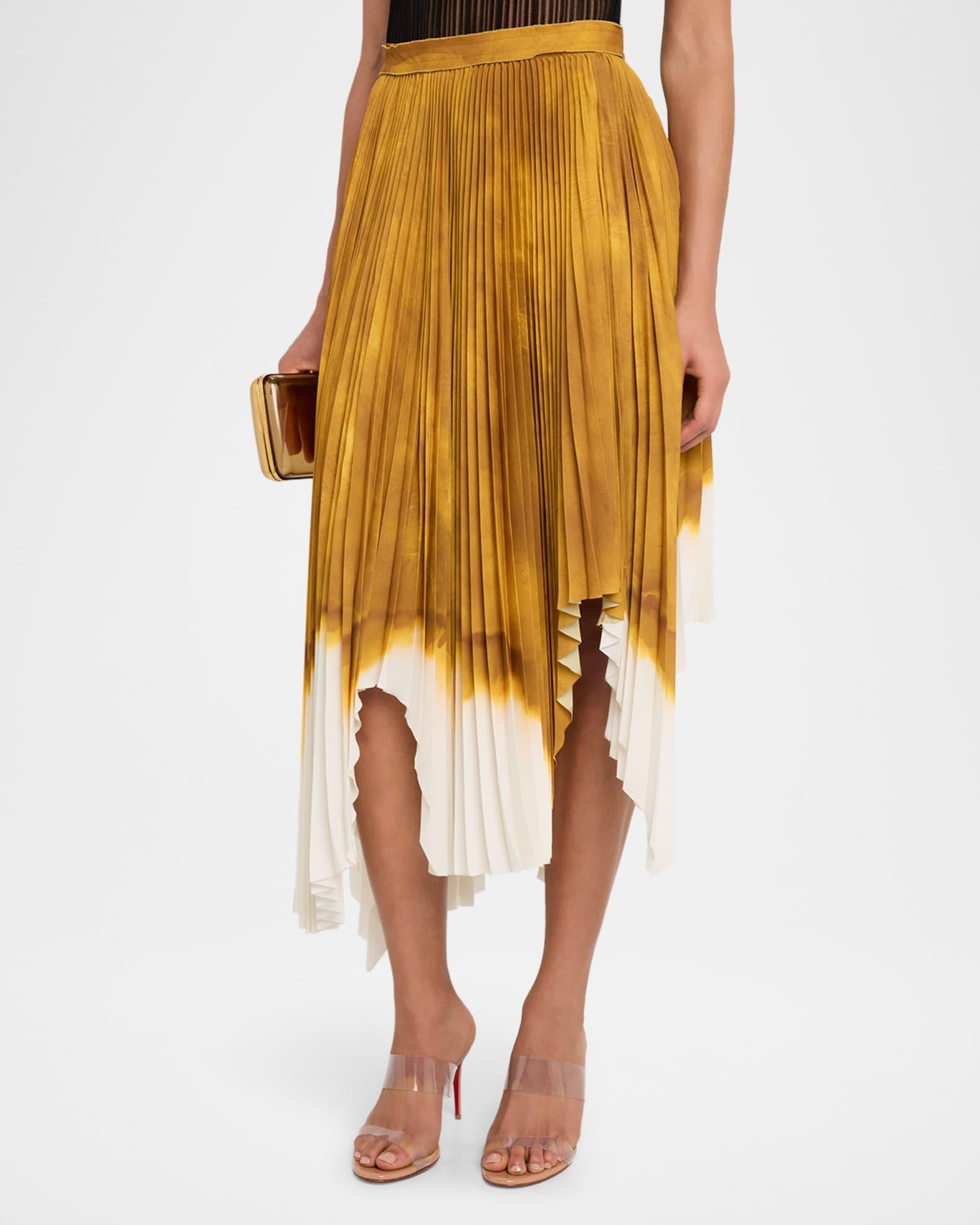 Painted Stripe Pleated Asymmetric Skirt Product Image