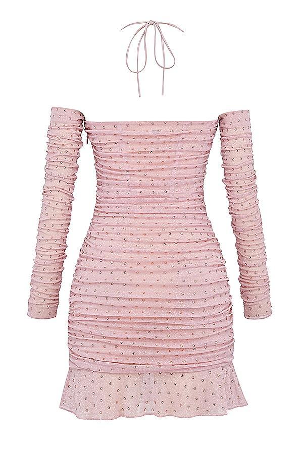 Estella Soft Pink Crystallised Dress Product Image