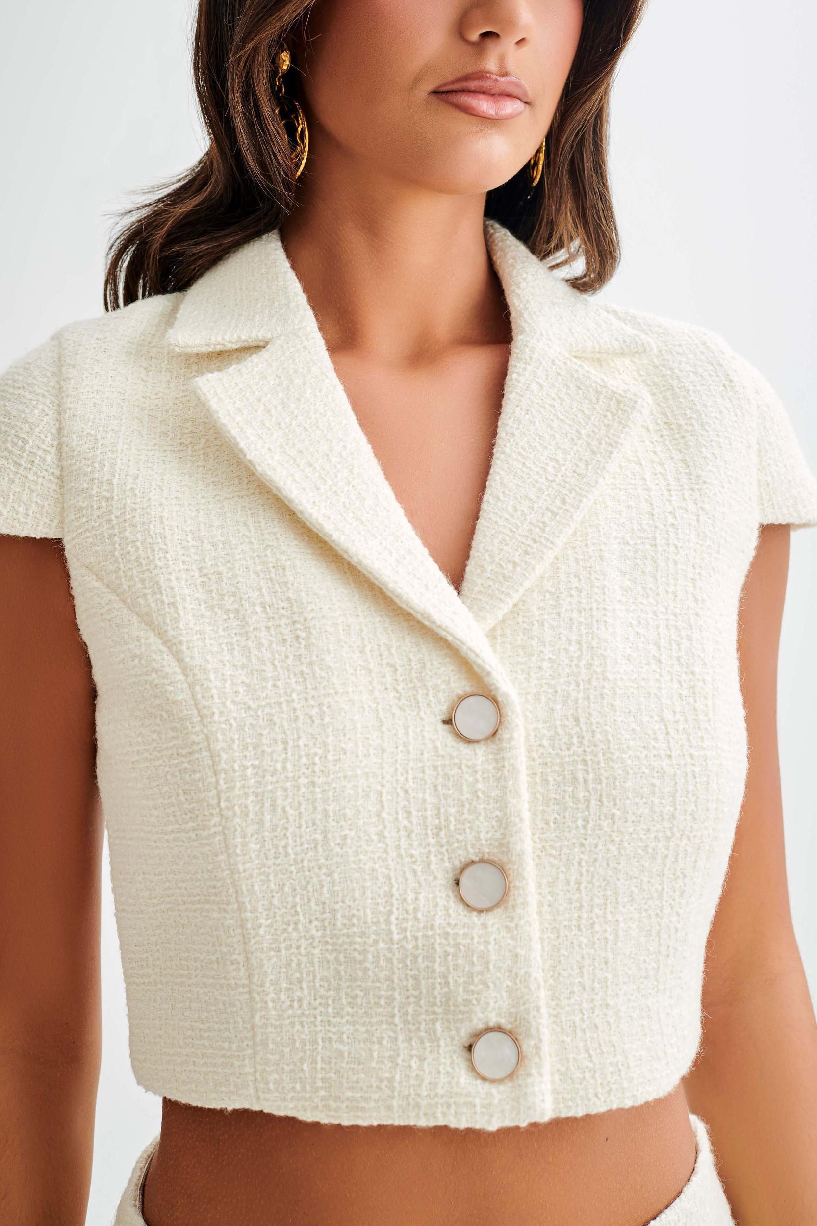 Parisa Boucle Button Up Top - Ivory Product Image