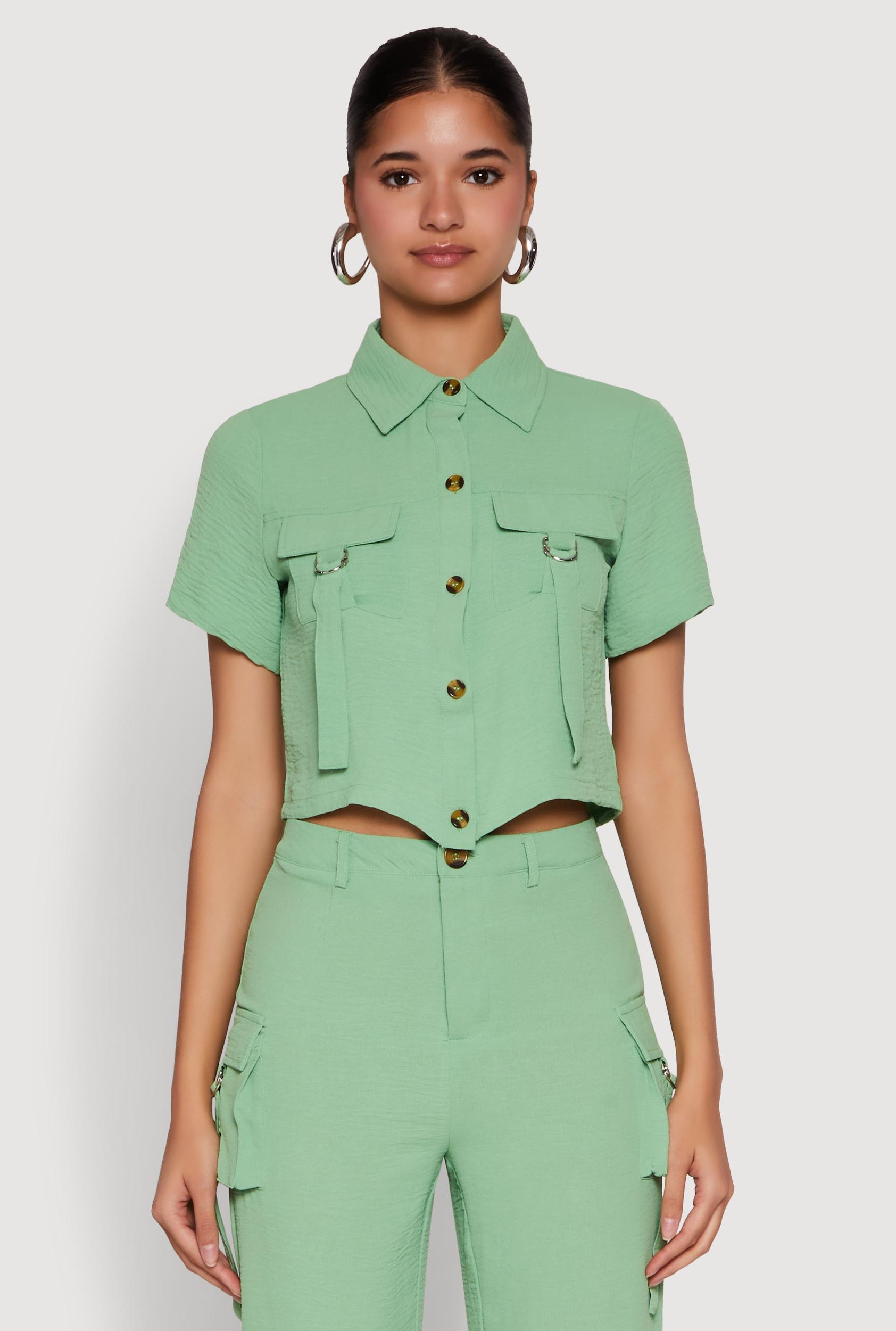 Womens Airy D Ring Closure Crop Top Product Image