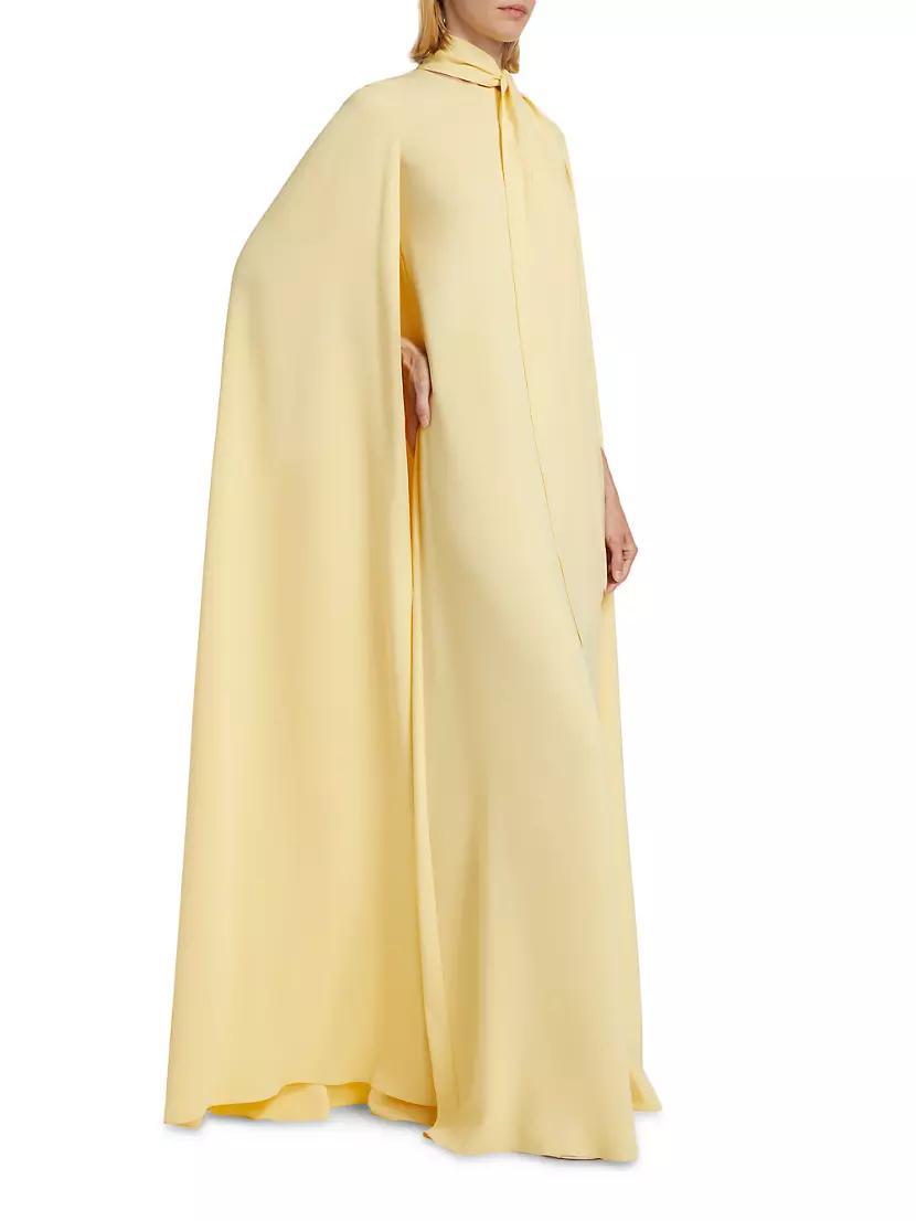Silk Tie-Neck Cape Gown Product Image