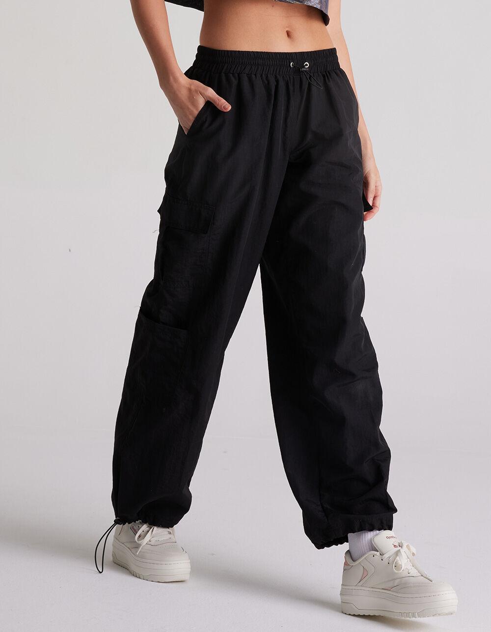 FULL TILT Low Rise Womens Parachute Cargo Pants - BLACK Product Image