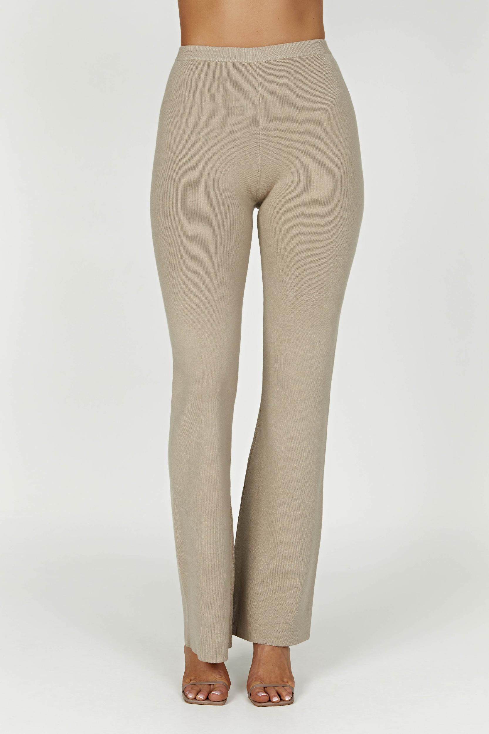 Rosetta Flare Knit Pants - Taupe Product Image