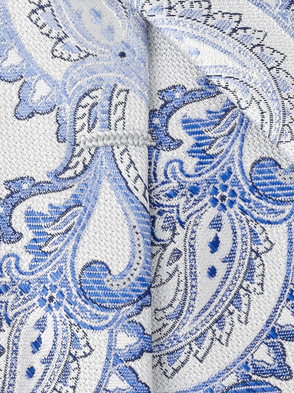Paisley Woven Silk Tie - White/blue Product Image