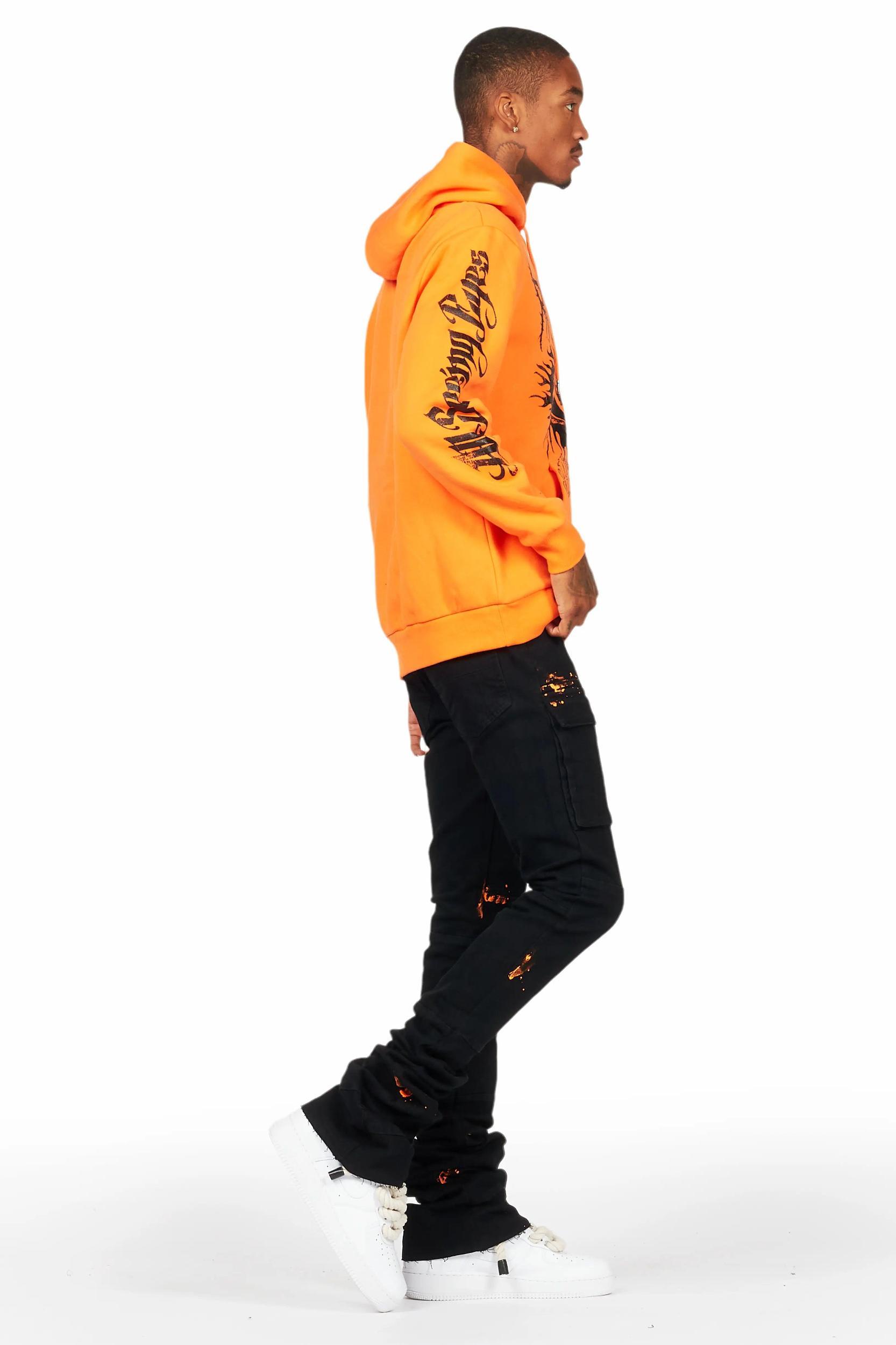 All Seeing Eyes Orange Hoodie/Super Stacked Flare Jean Bundle Male Product Image