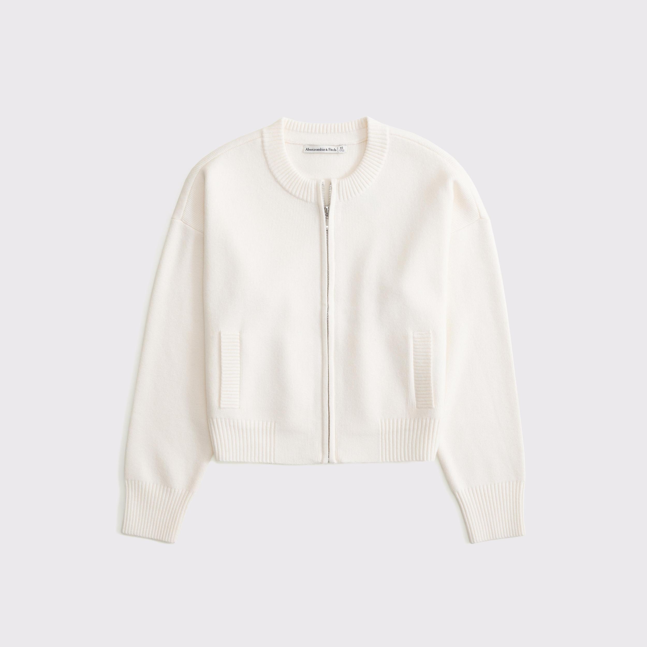 LuxeLoft Zip-Up Crew Cardigan Product Image