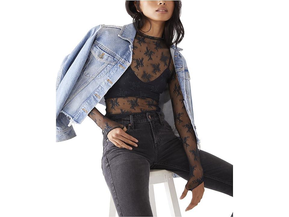 Free People Lady Lux Jacquard Sheer Mock Neck Long Sleeve Layering Top Product Image