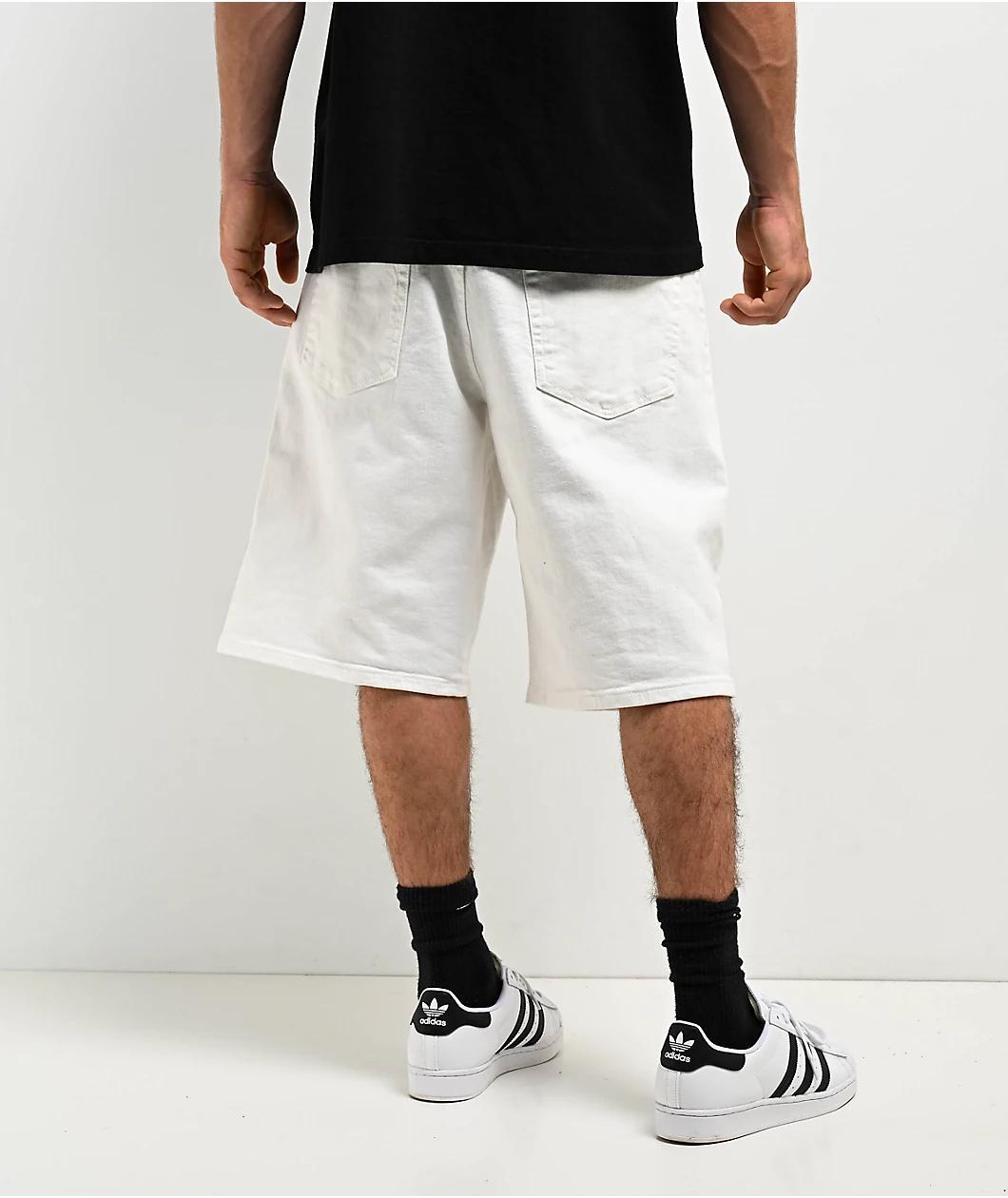 Pro Club Heavyweight Relaxed Snow White Denim Shorts Product Image