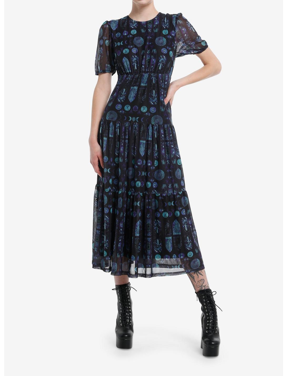 Cosmic Aura Stained Glass Mesh Maxi Dress Product Image