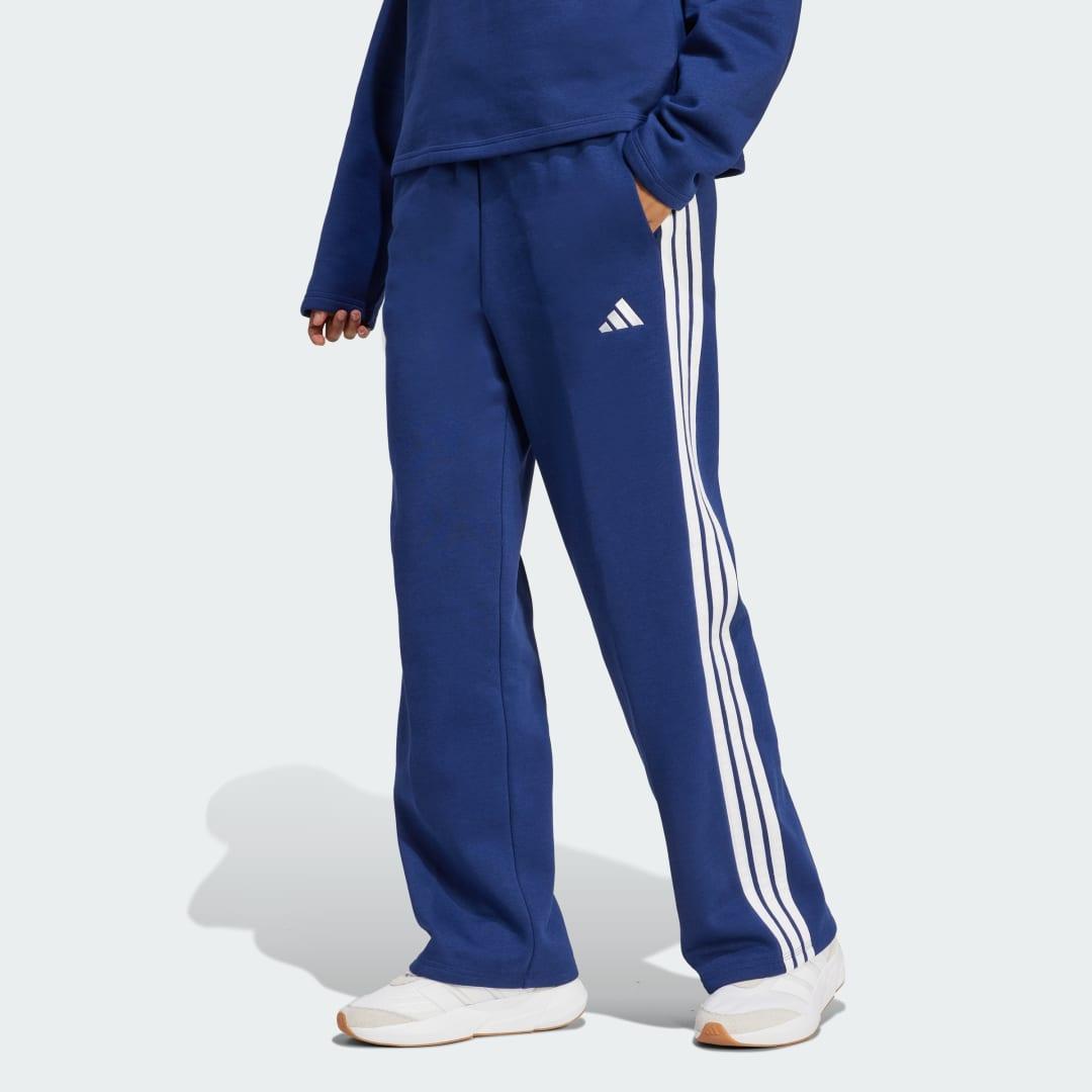adidas Essentials 3-Stripes Open-Hem Fleece Pants Black 2XL Womens Product Image