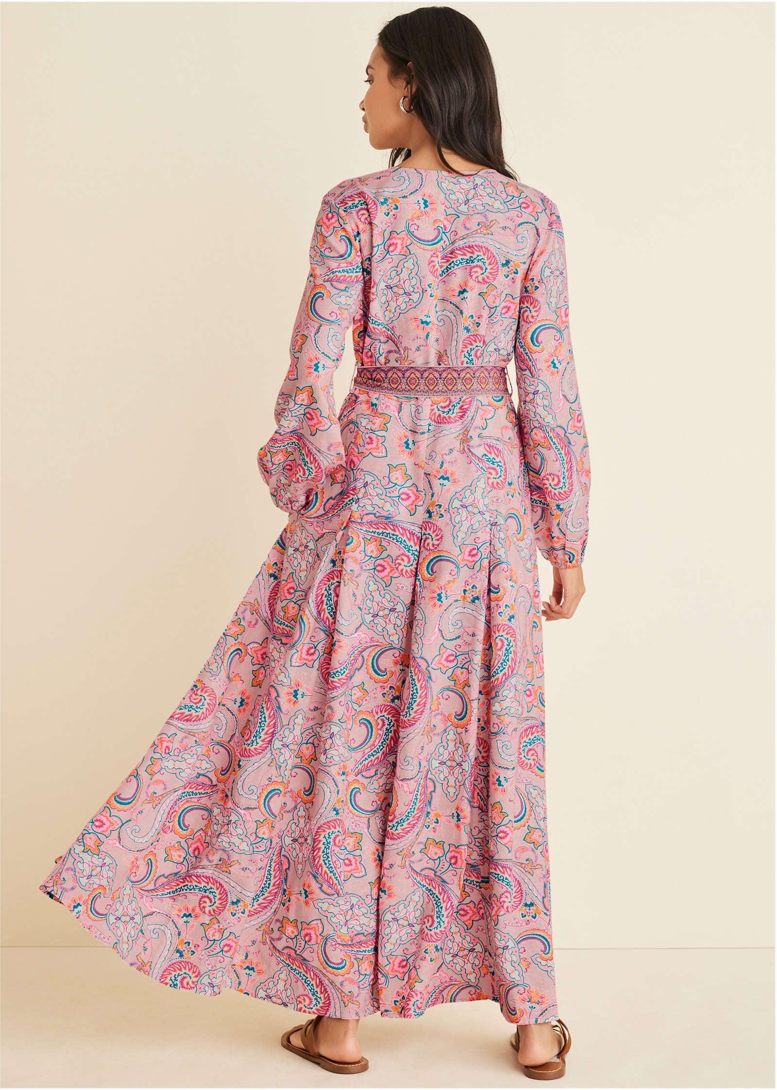 Tie-Waist Linen Maxi Dress - Venetian Paisley Product Image