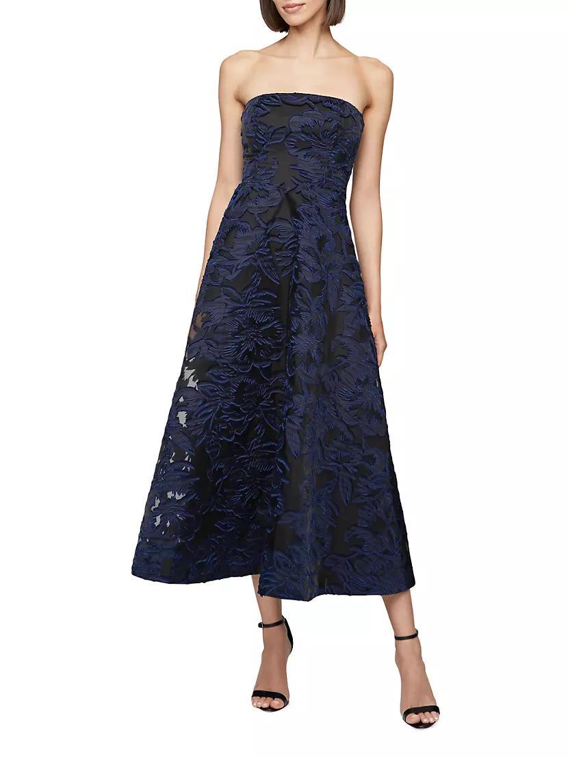 Laure Floral Jacquard Organza Strapless Cocktail Dress Product Image