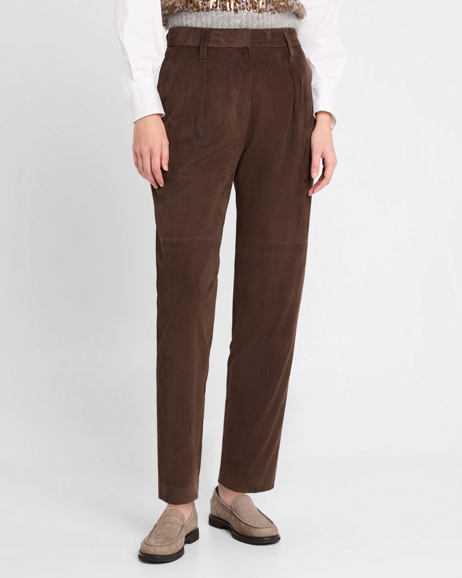 Cropped Suede Trousers Product Image