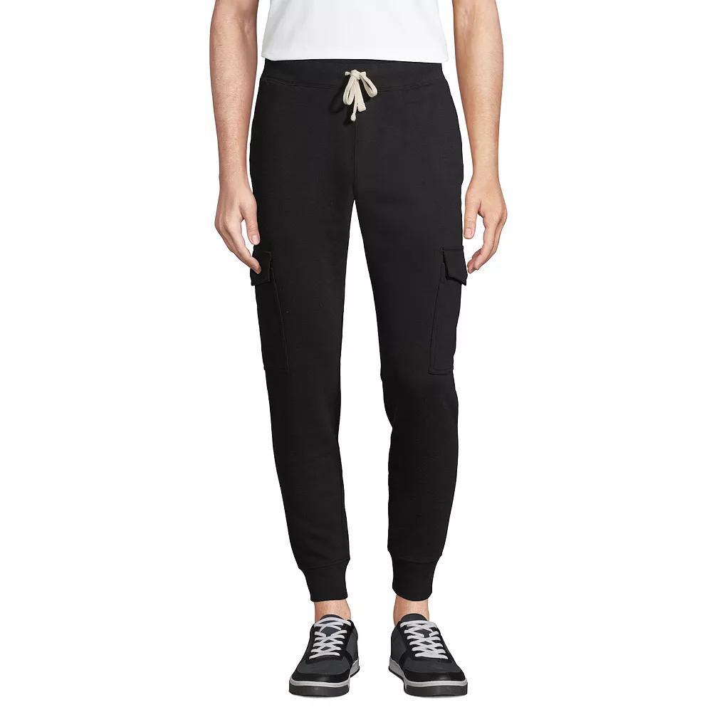Men's Lands' End Serious Sweats Cargo Jogger Pants, Size: XXL, Black Product Image