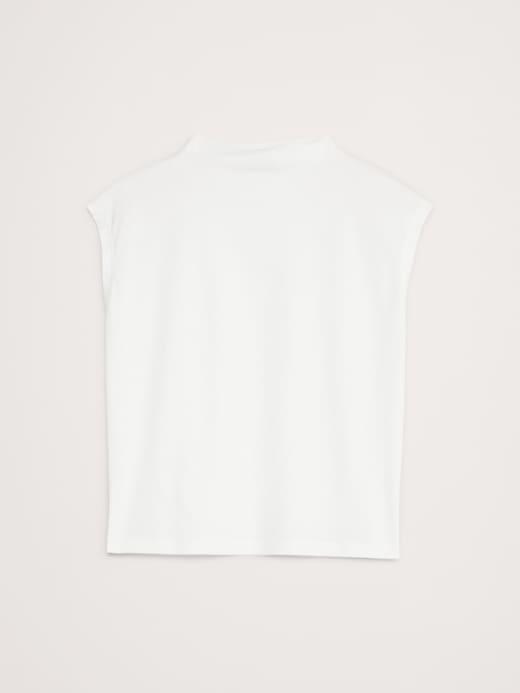 Silky Cotton Mock-Neck Top Product Image