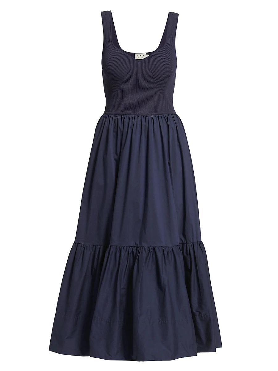 Womens Josephina Mixed Media Tiered Midi-Dress Product Image